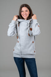Athena Light Heather Grey Full-Zip Hoodie