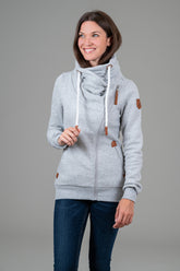 Hestia Light Heather Grey Zip Cowl Neck