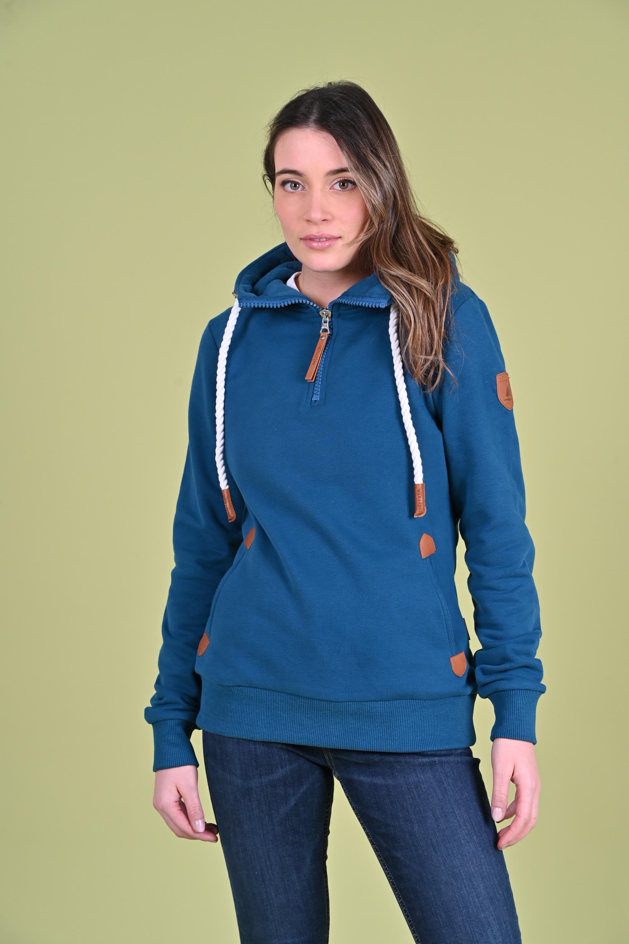Ivy Half Zip Hoodie Real Teal Wanakome ivy-half-zip-hoodie-real-teal-wanakome