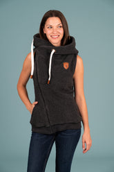 Gilet à capuche Zoe Sherpa gris chiné foncé