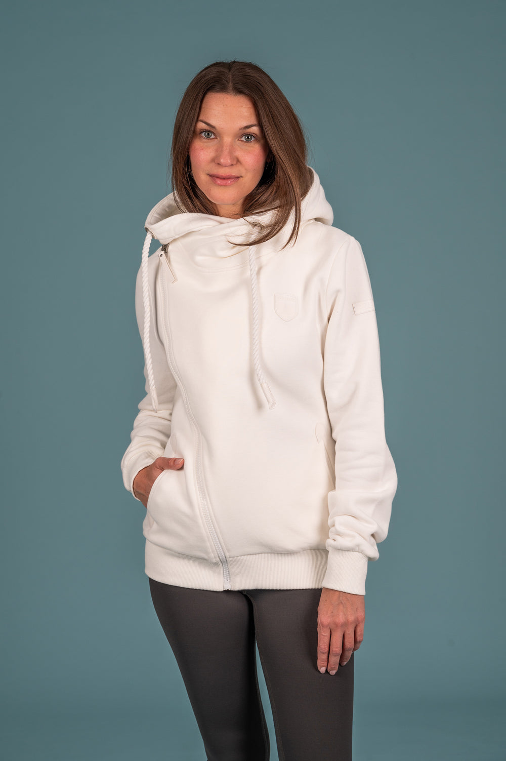 Wanakome Women's Side Zip Terry Hoodie in Ivory