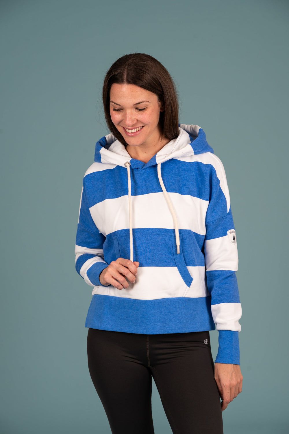 Wanakome Women's Hydron Cropped Hoodie Striped Regatta