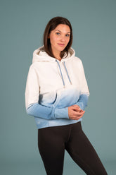Wanakome Women's Dip Dyed Cropped Zenni Hoodie in Chambray