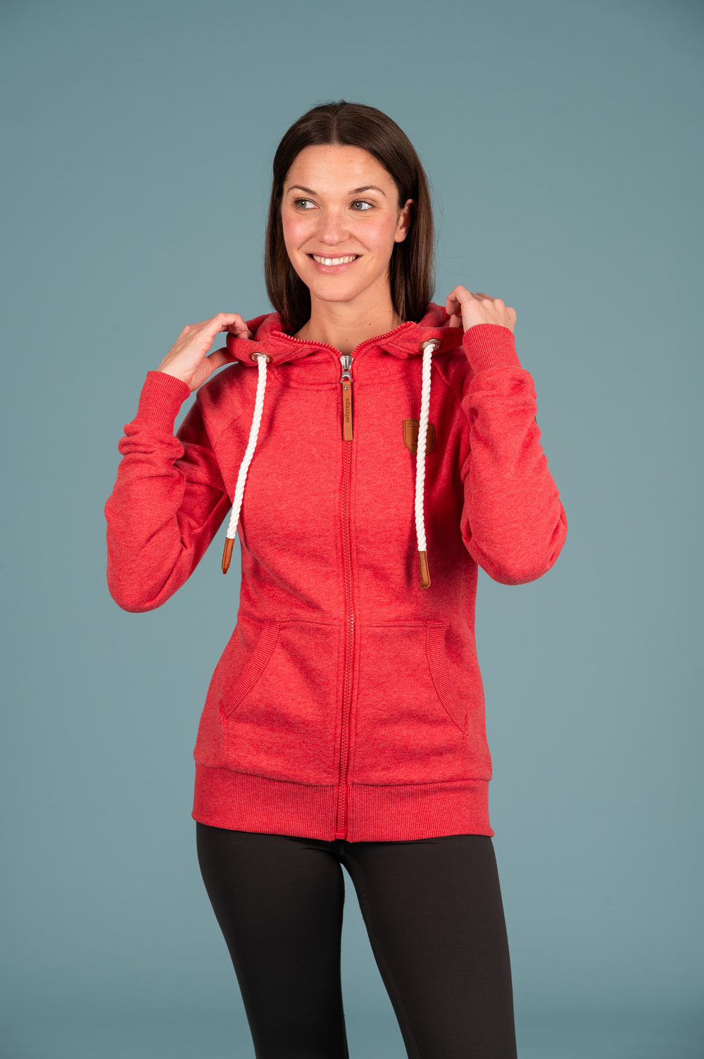 Wanakome Women's Hera Terry Front Zip Hoodie in Salsa