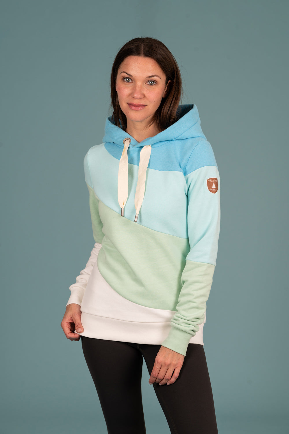 Wanakome Women's Colorblock Solo Hoodie in Pool Mix