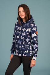 Wanakome Women's Namya Hoodie in Indigo Butterfly Print