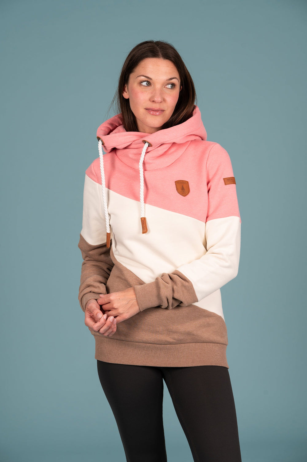 Wanakome Women's Selene Terry Colorblock Pullover Hoodie in Juice Mix