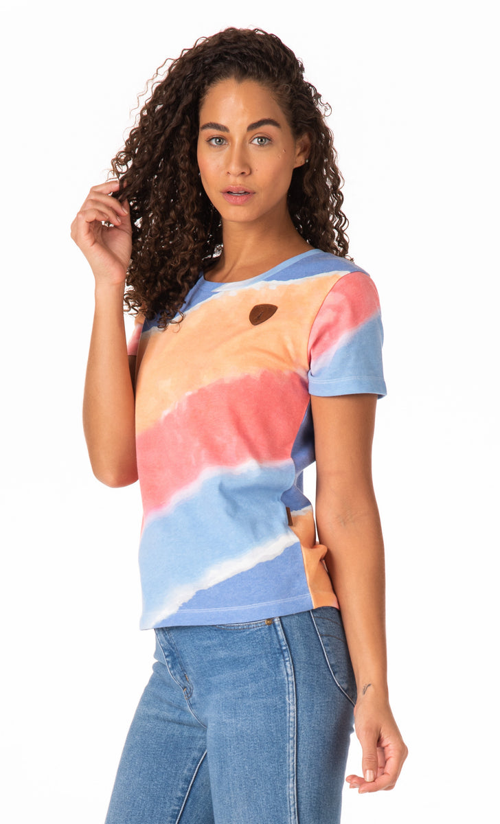 Ari Diagonal Tie Dye Strong Blue Mix Tee Wanakome