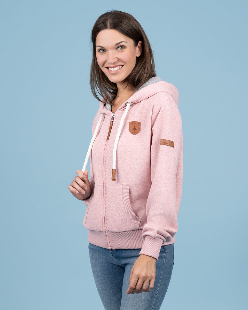 Hazel Heather Pink Full-Zip Hoodie