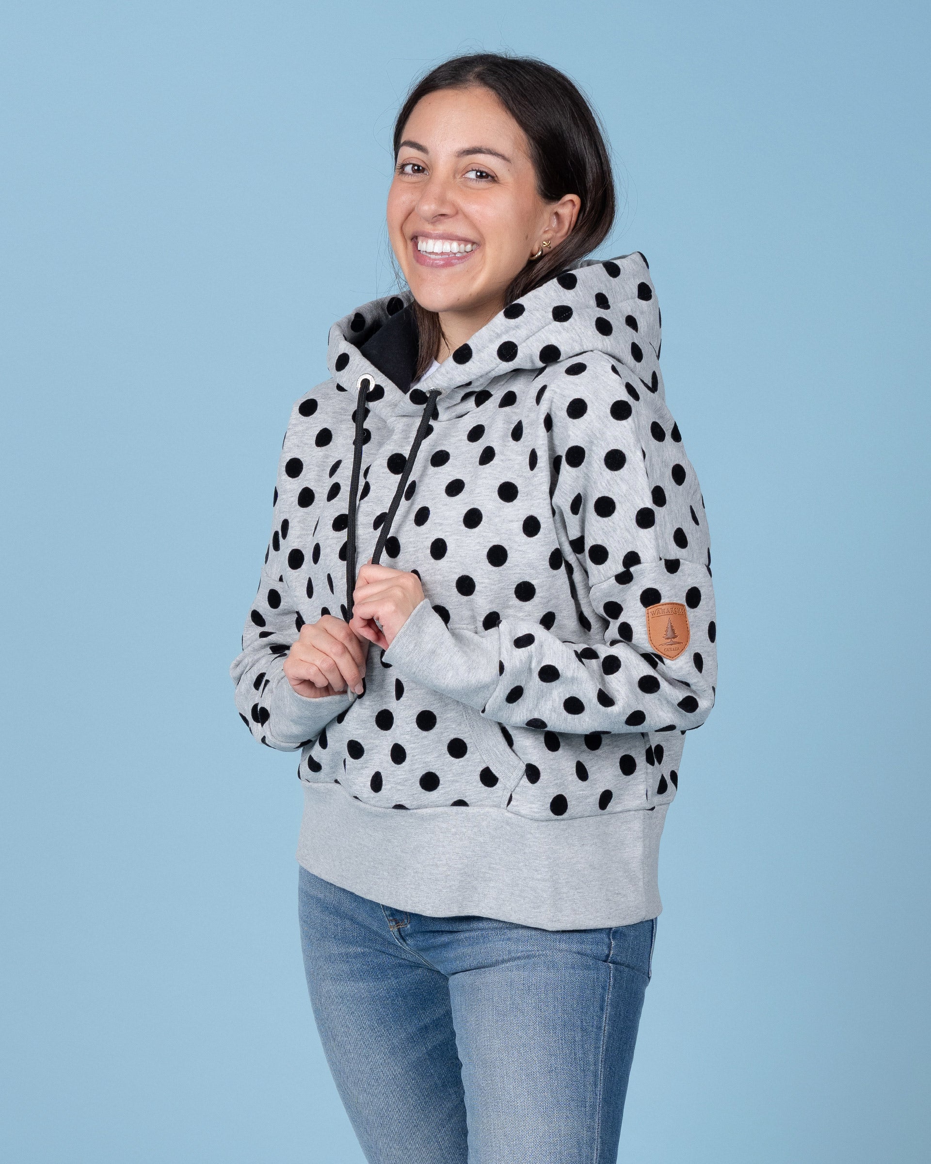 Mimi Polkadot Light Heather Grey Hoodie