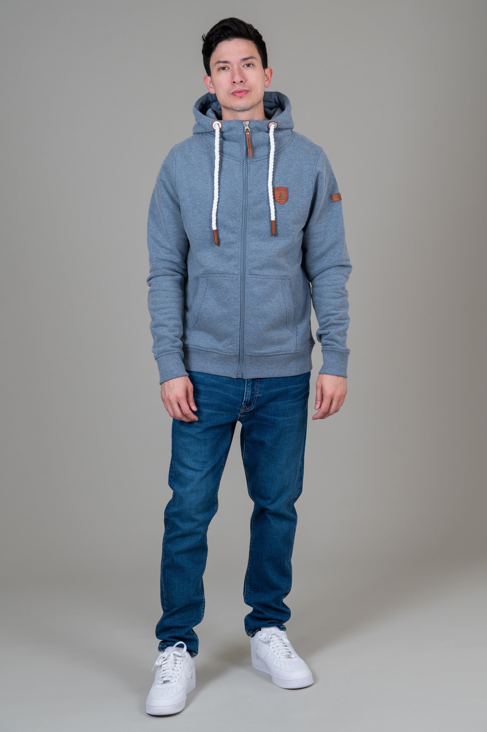 Zeus Heather Blue Full-Zip Hoodie