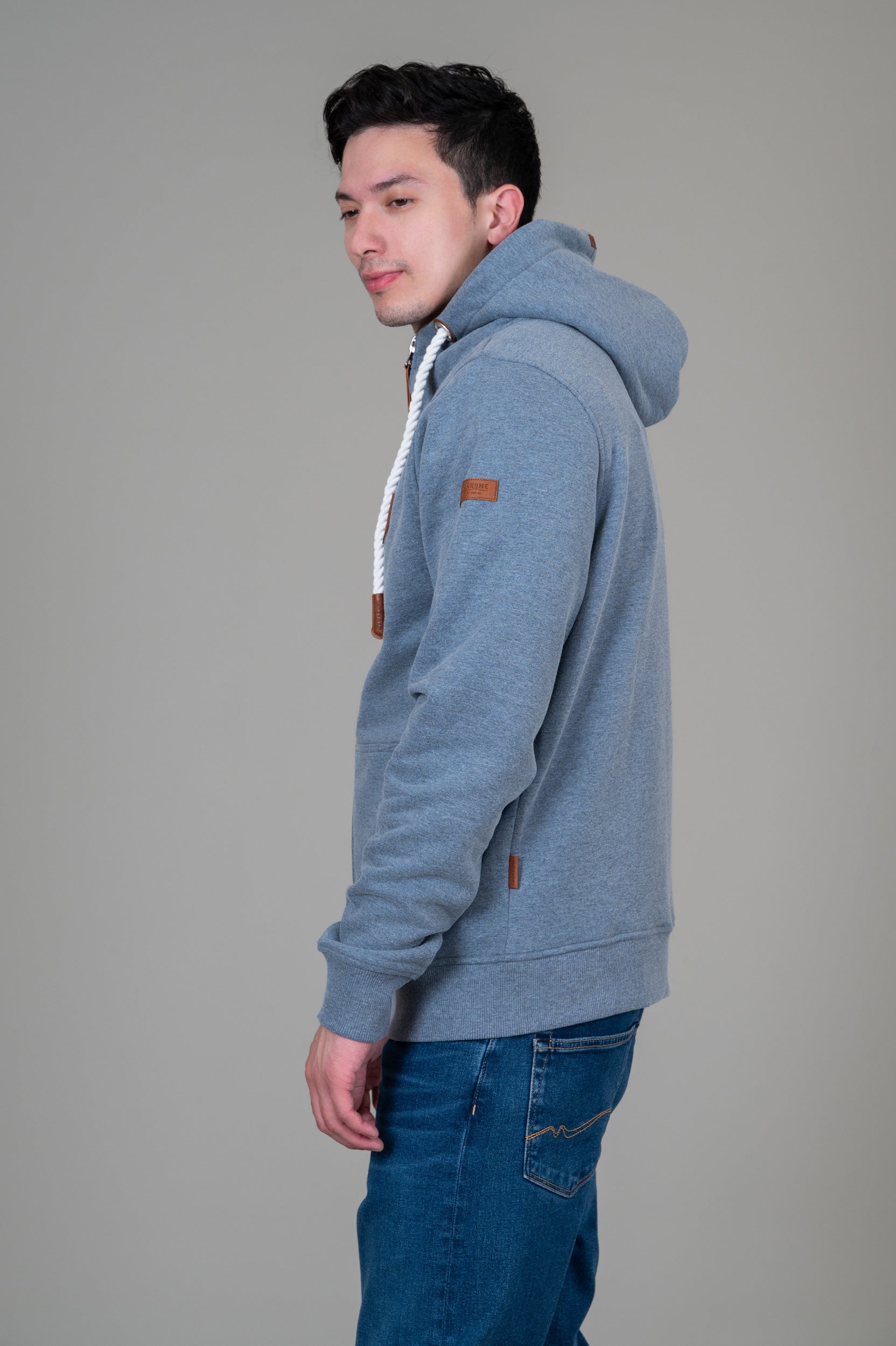 Zeus Heather Blue Full-Zip Hoodie