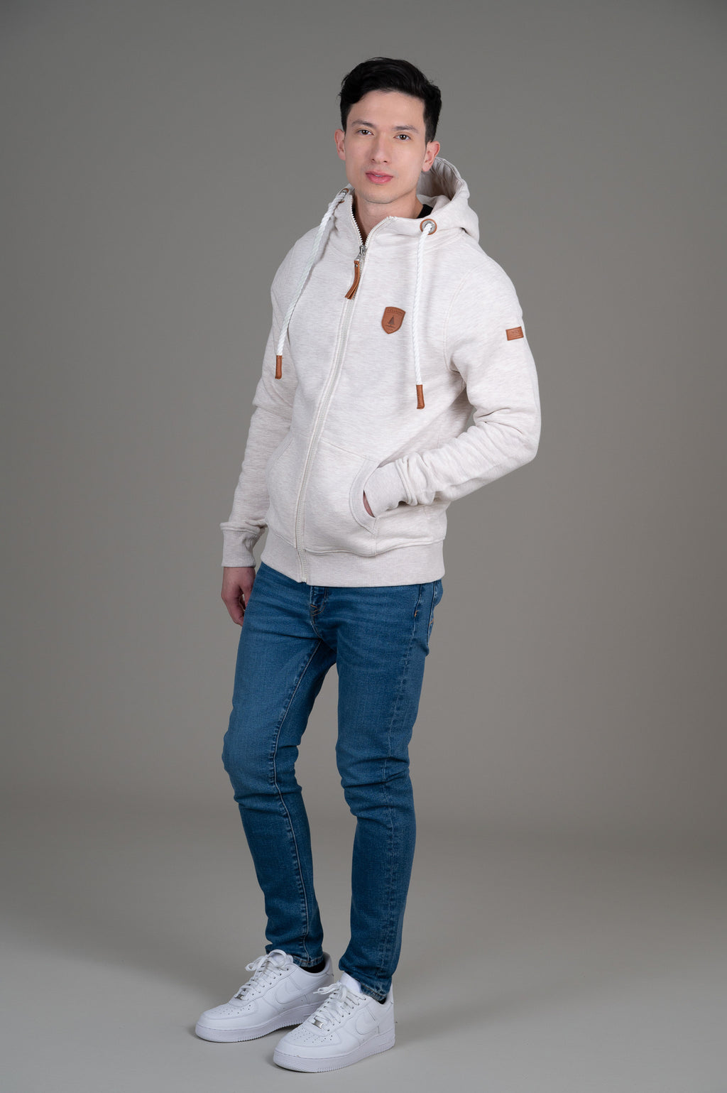 Zeus Heather Oatmeal Full-Zip Hoodie