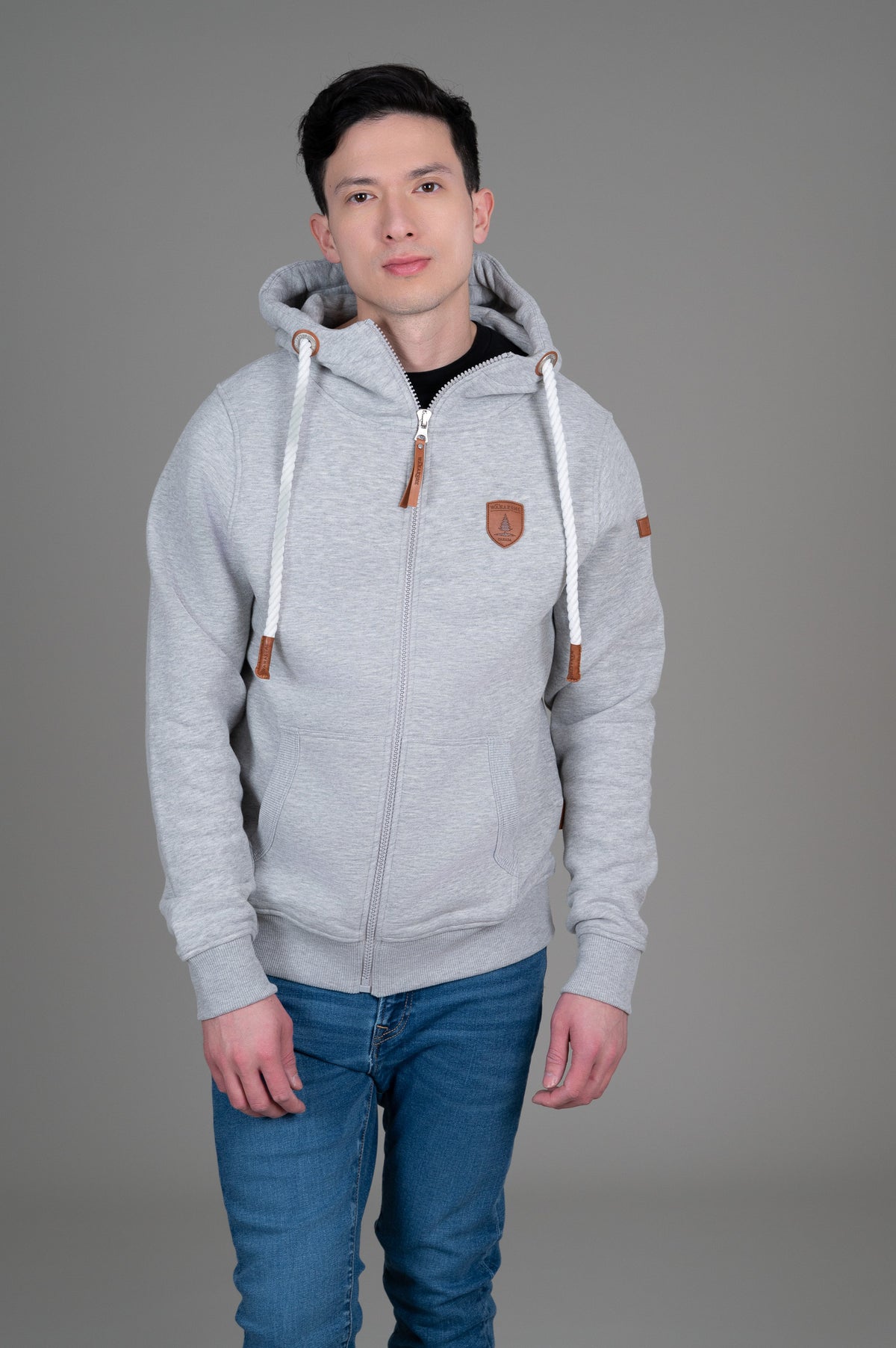 Zeus sweat à capuche zippé de couleur gris pâle