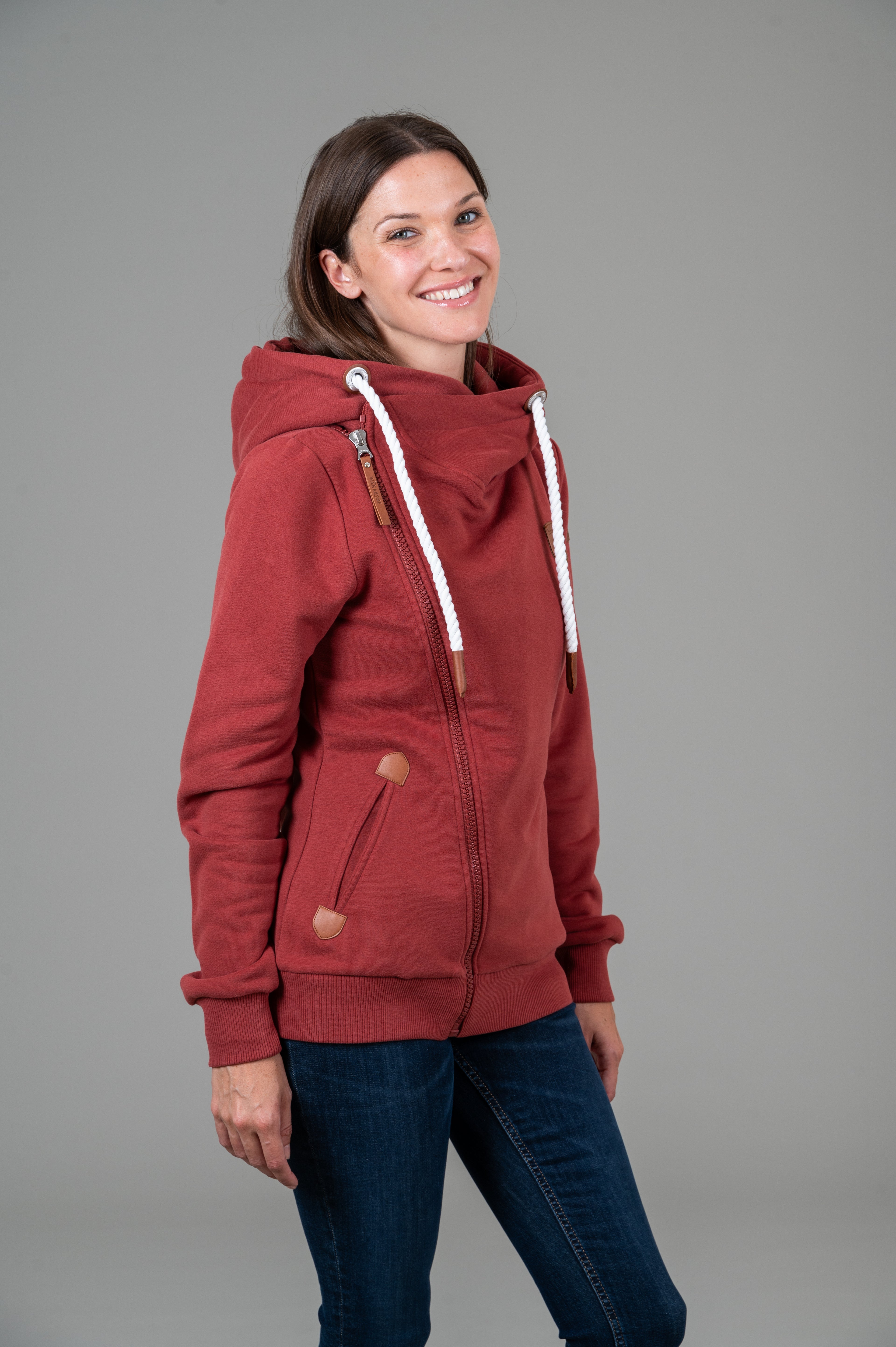 Athena Rustic Red Full-Zip Hoodie