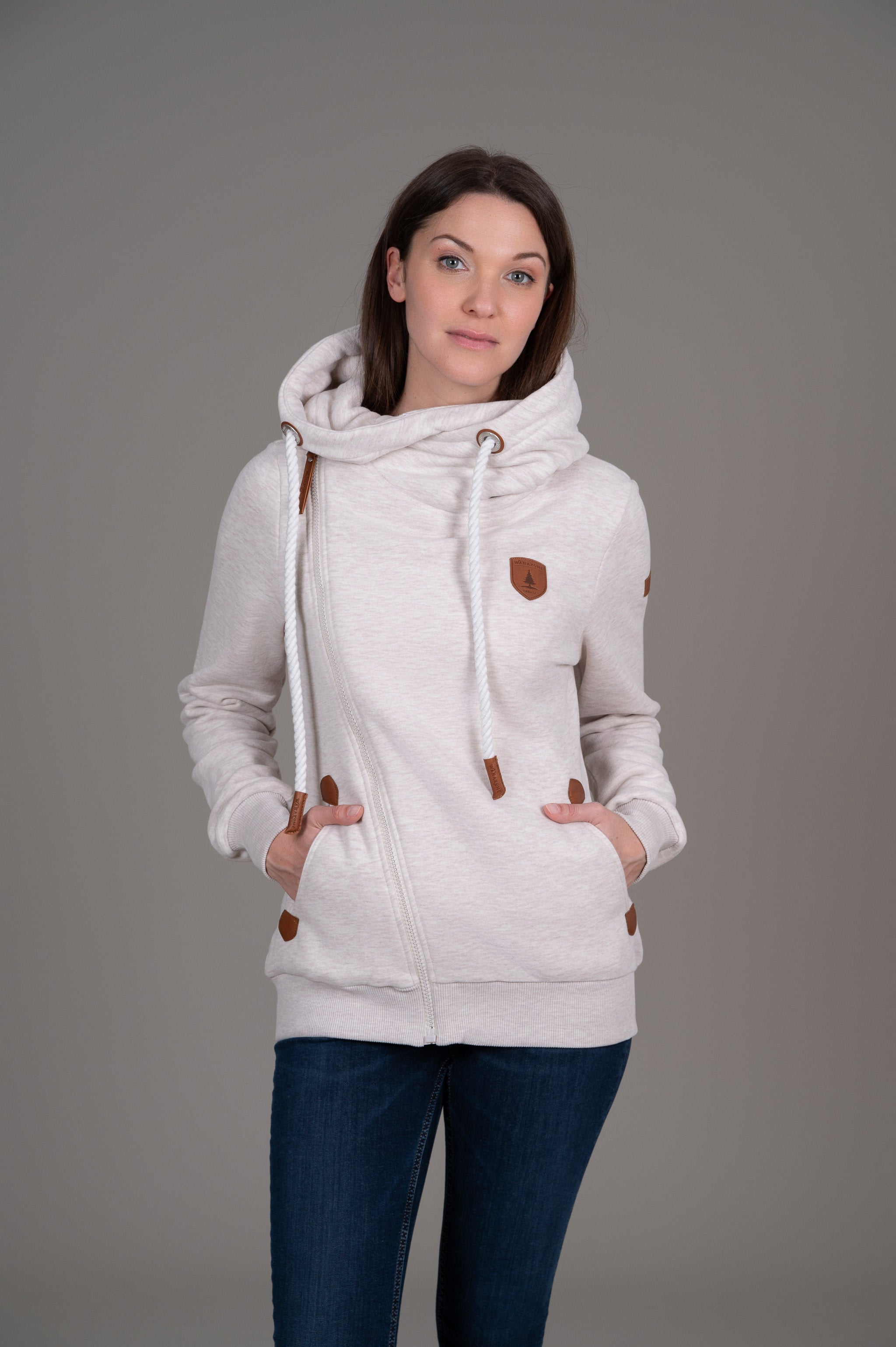Athena Heather Oatmeal Full-Zip Hoodie Main image