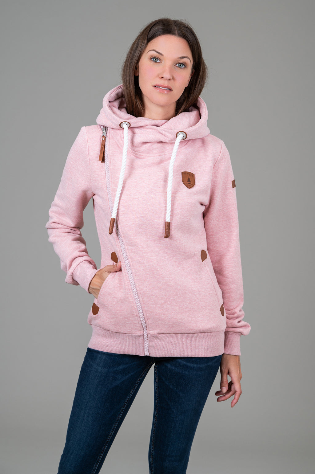 Athena Heather Pink Full-Zip Hoodie