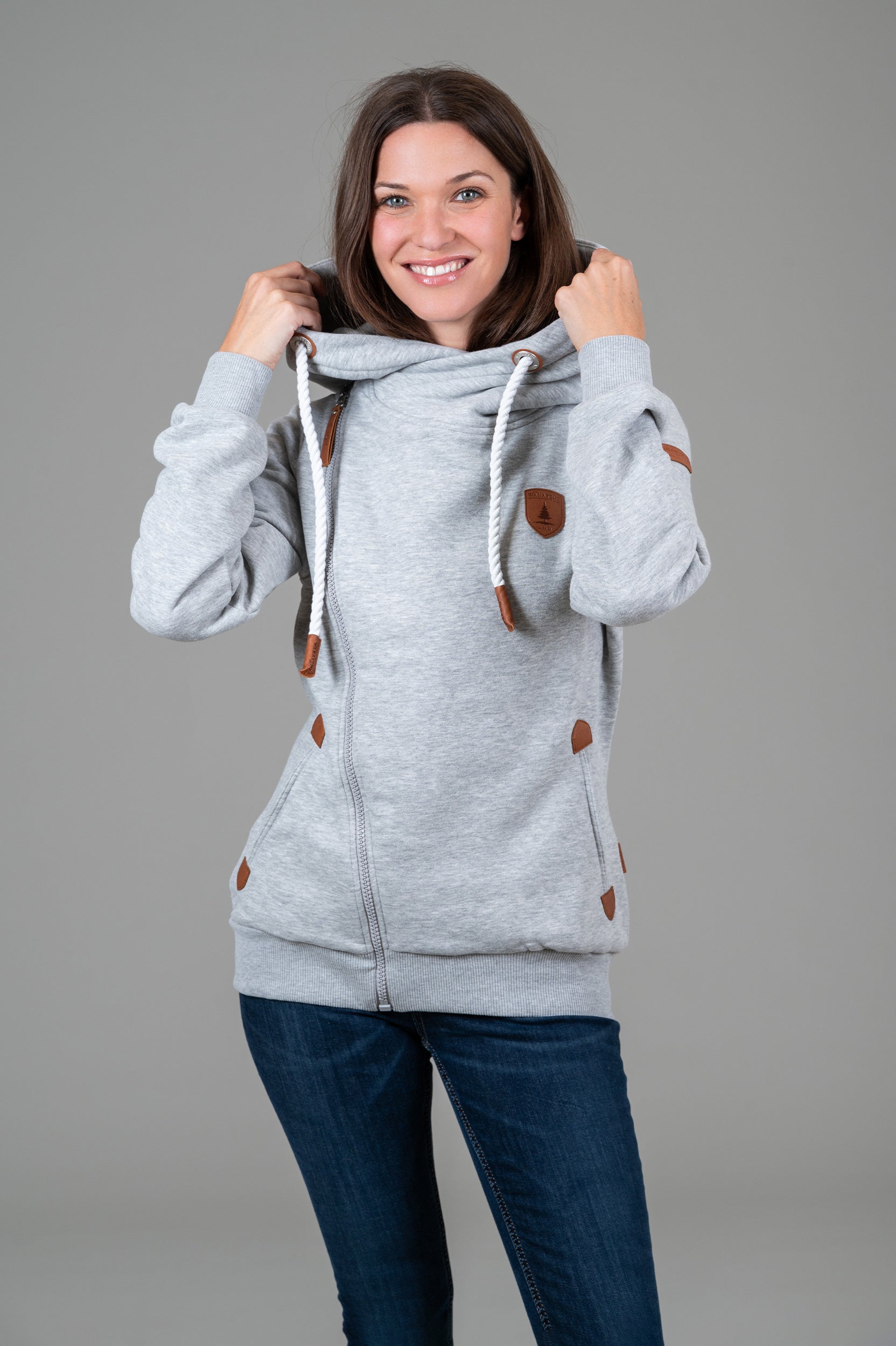 Athena Light Heather Grey Full-Zip Hoodie Main image