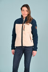 Blaise Full-Zip Sherpa Jacket Ivory Real Teal