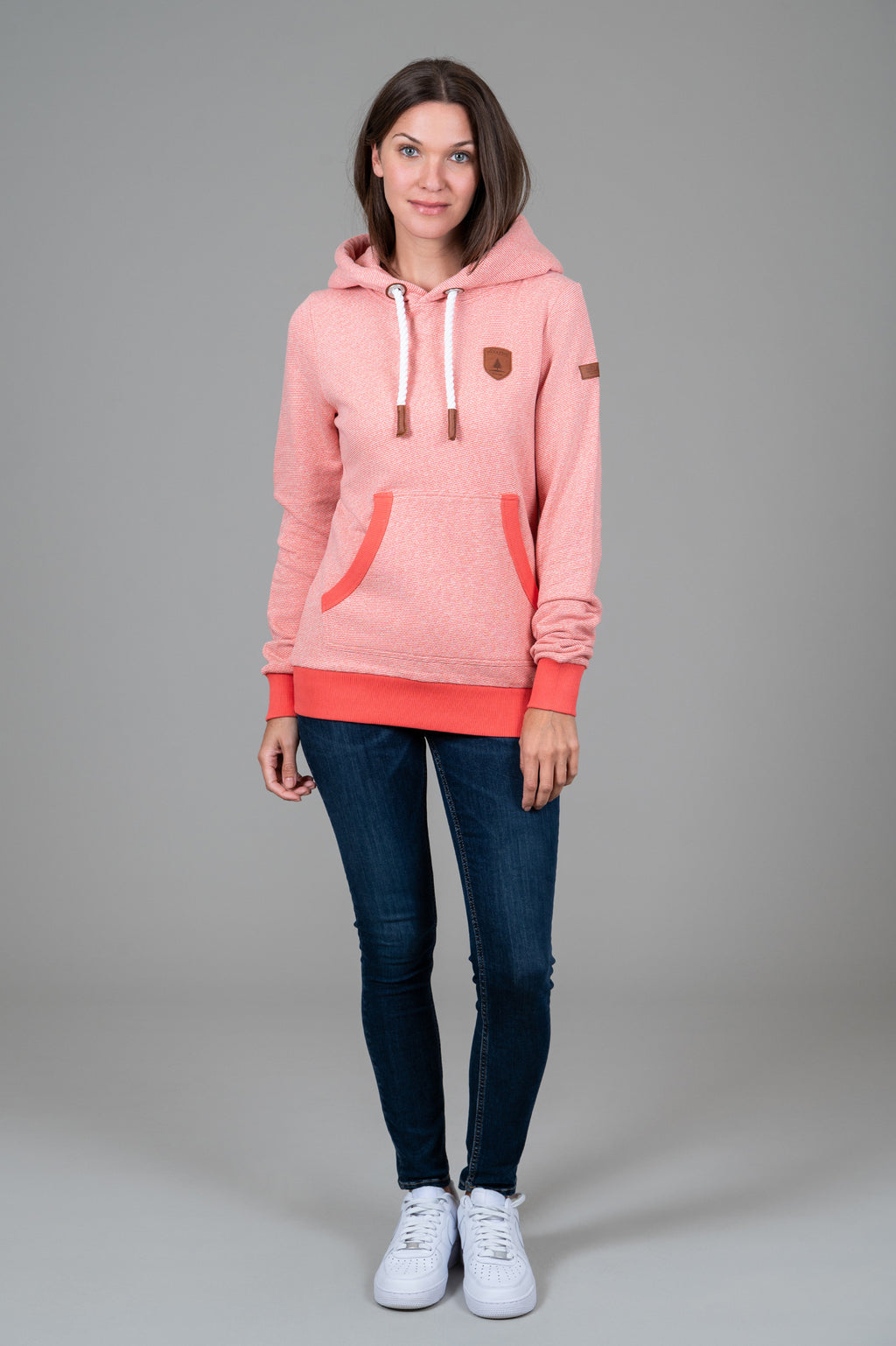 Corrie Coral Pink Microstripe Hoodie
