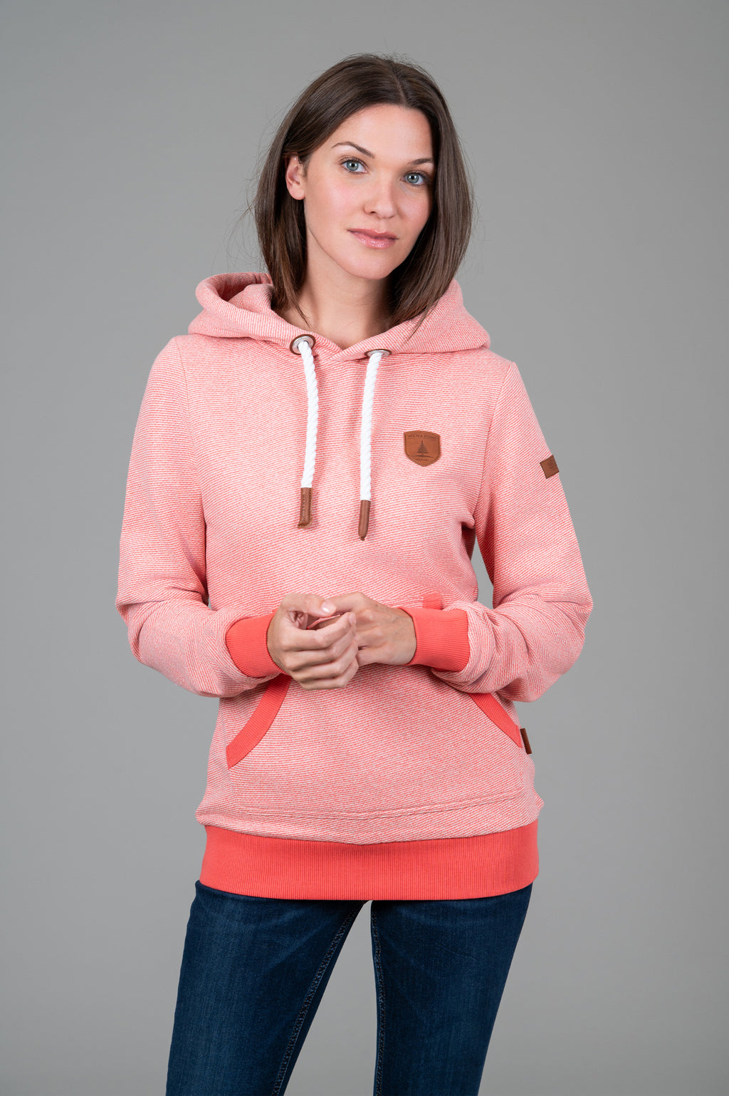 Corrie Coral Pink Microstripe Hoodie