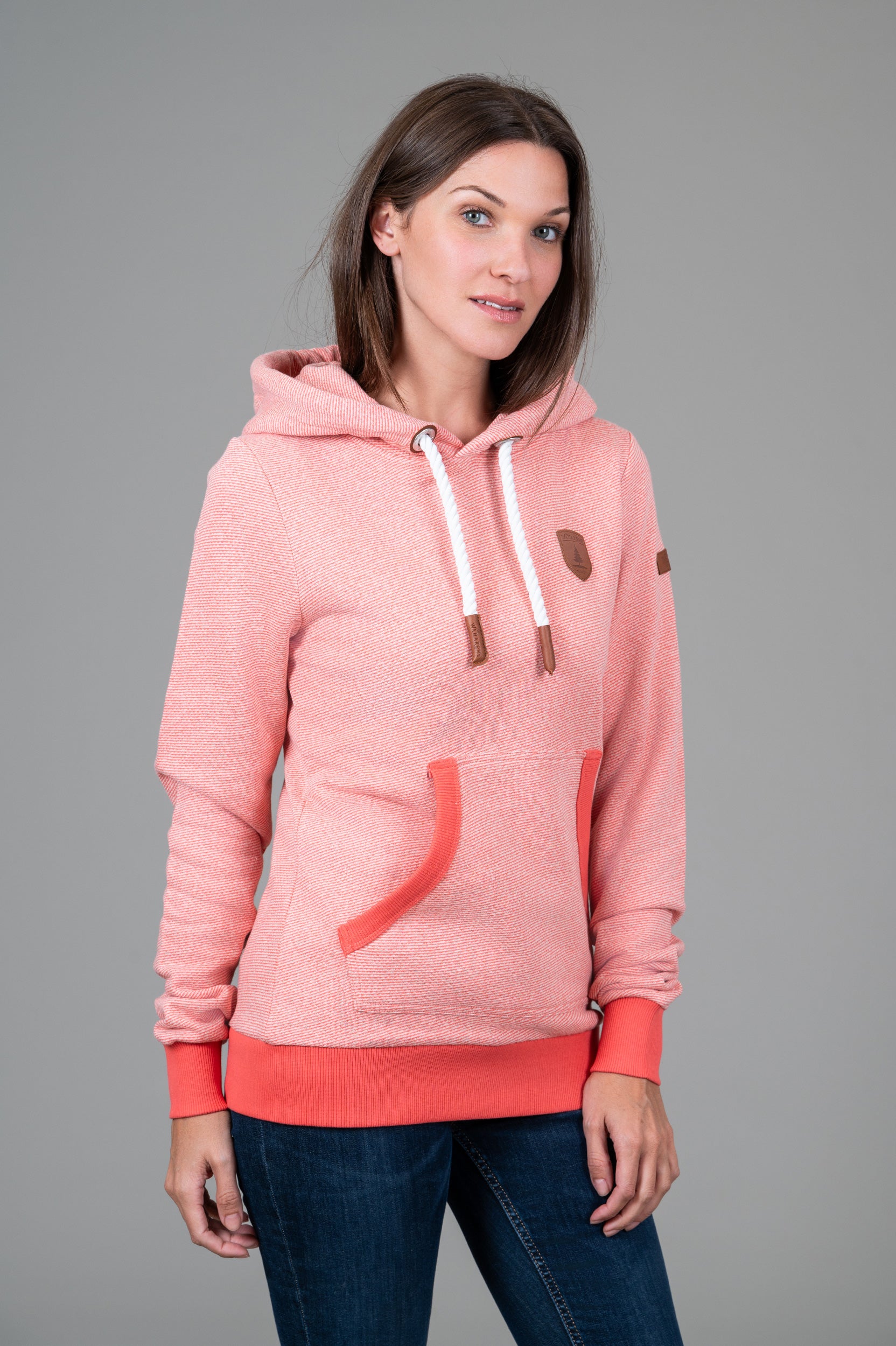 Corrie Coral Pink Microstripe Hoodie