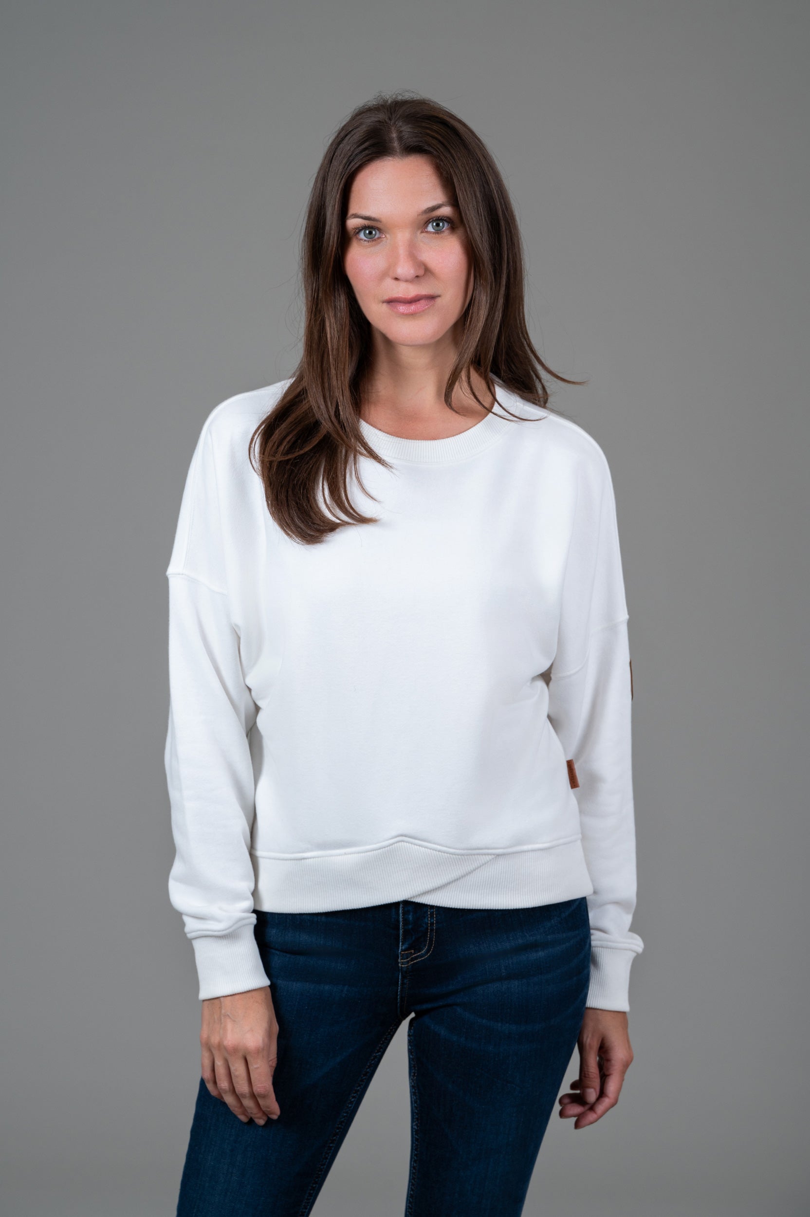 Erma Ivory Cross Hem Sweatshirt Main image