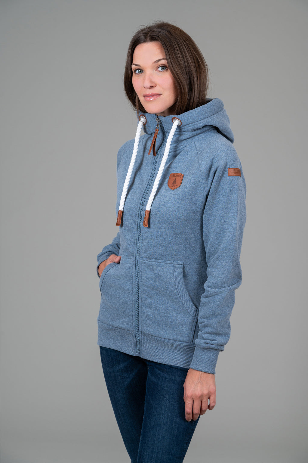 Hera Heather Blue Full-Zip Hoodie