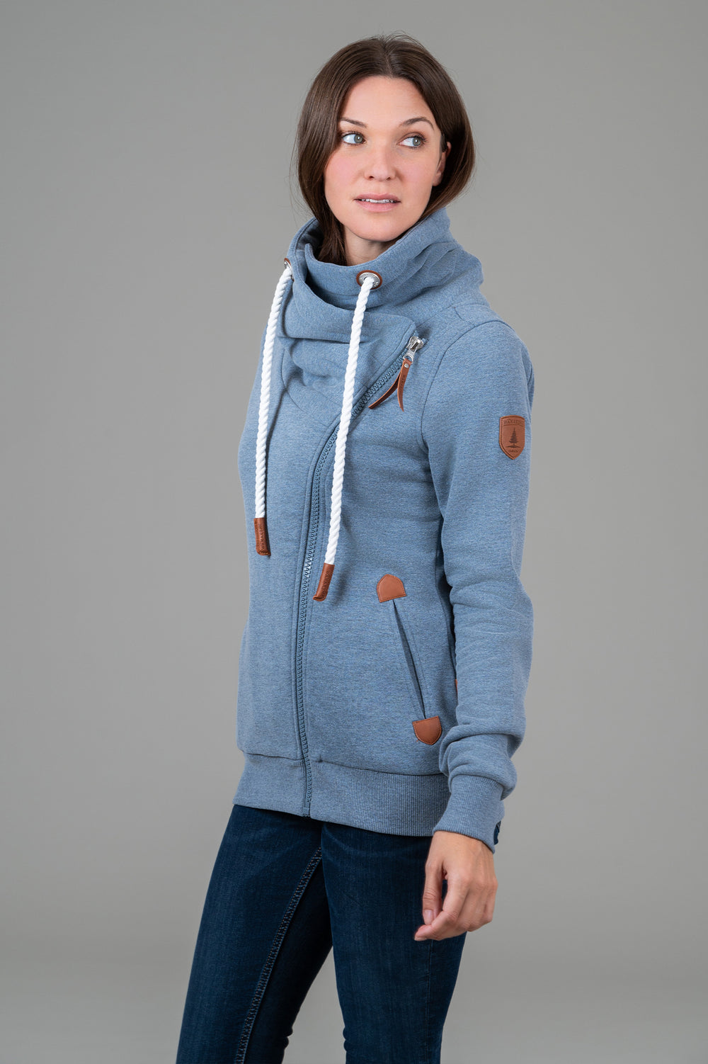 himemama　0423 Hestia Heather Blue Full-Zip Sweatshirt – Wanakome