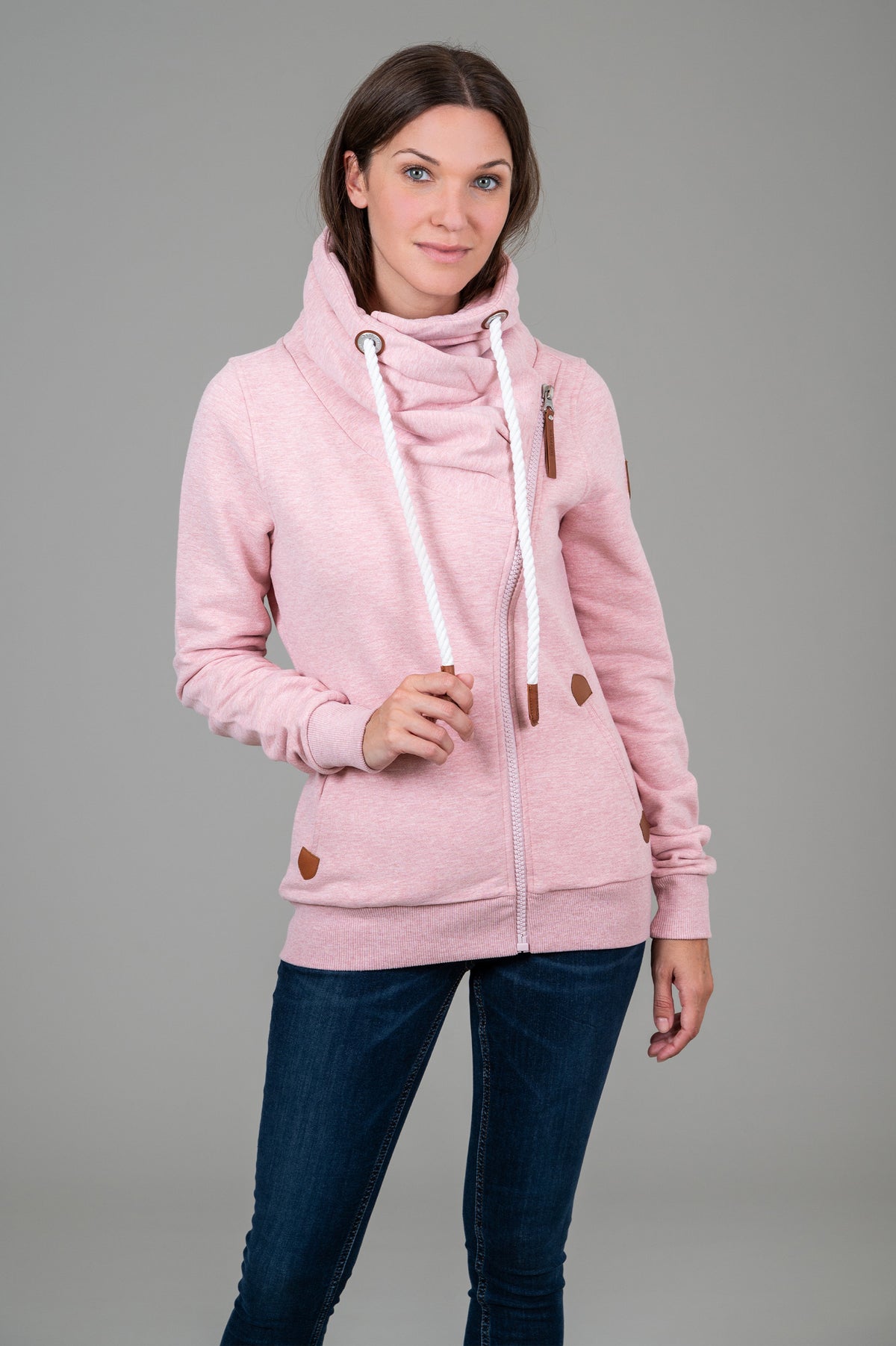 Hestia Heather Pink Full-Zip Sweatshirt