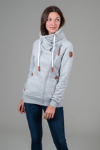 Hestia Light Heather Grey Zip Cowl Neck