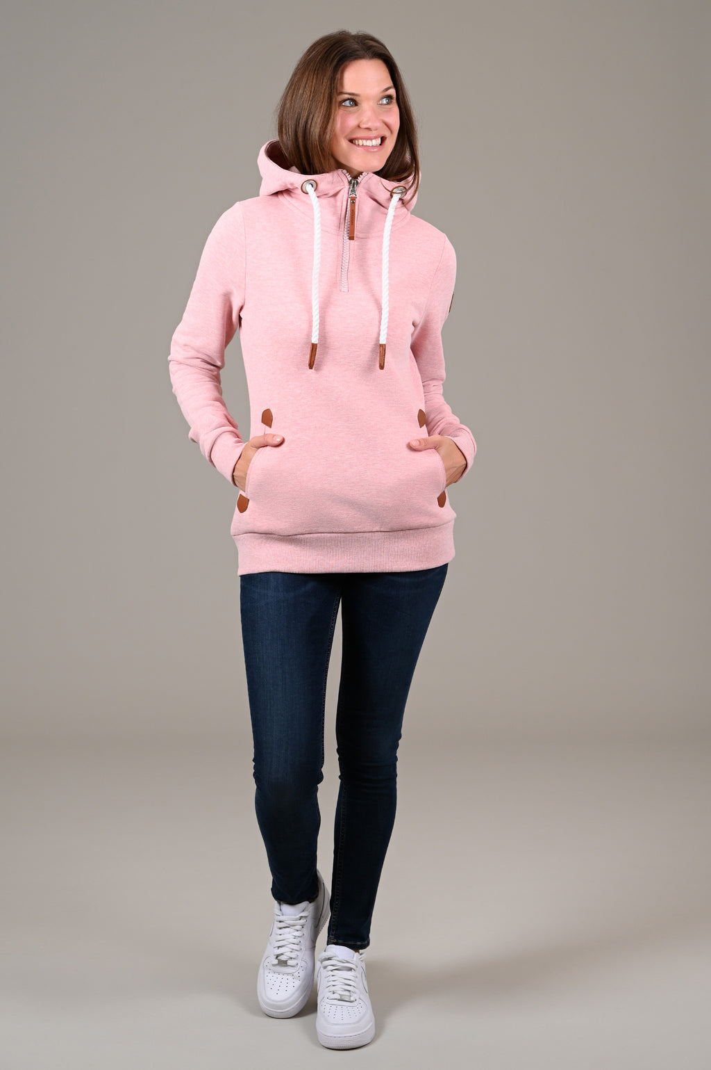 Ivy Half-Zip Heather Pink Hoodie