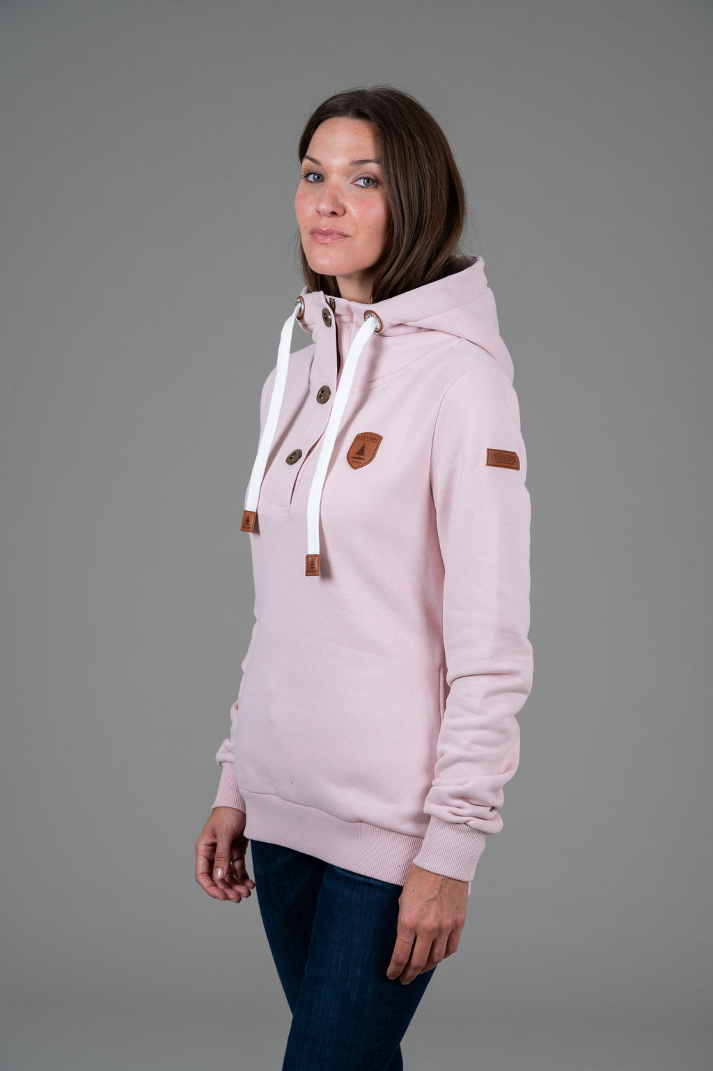 Jas Sepia Rose Button Neck Hoodie