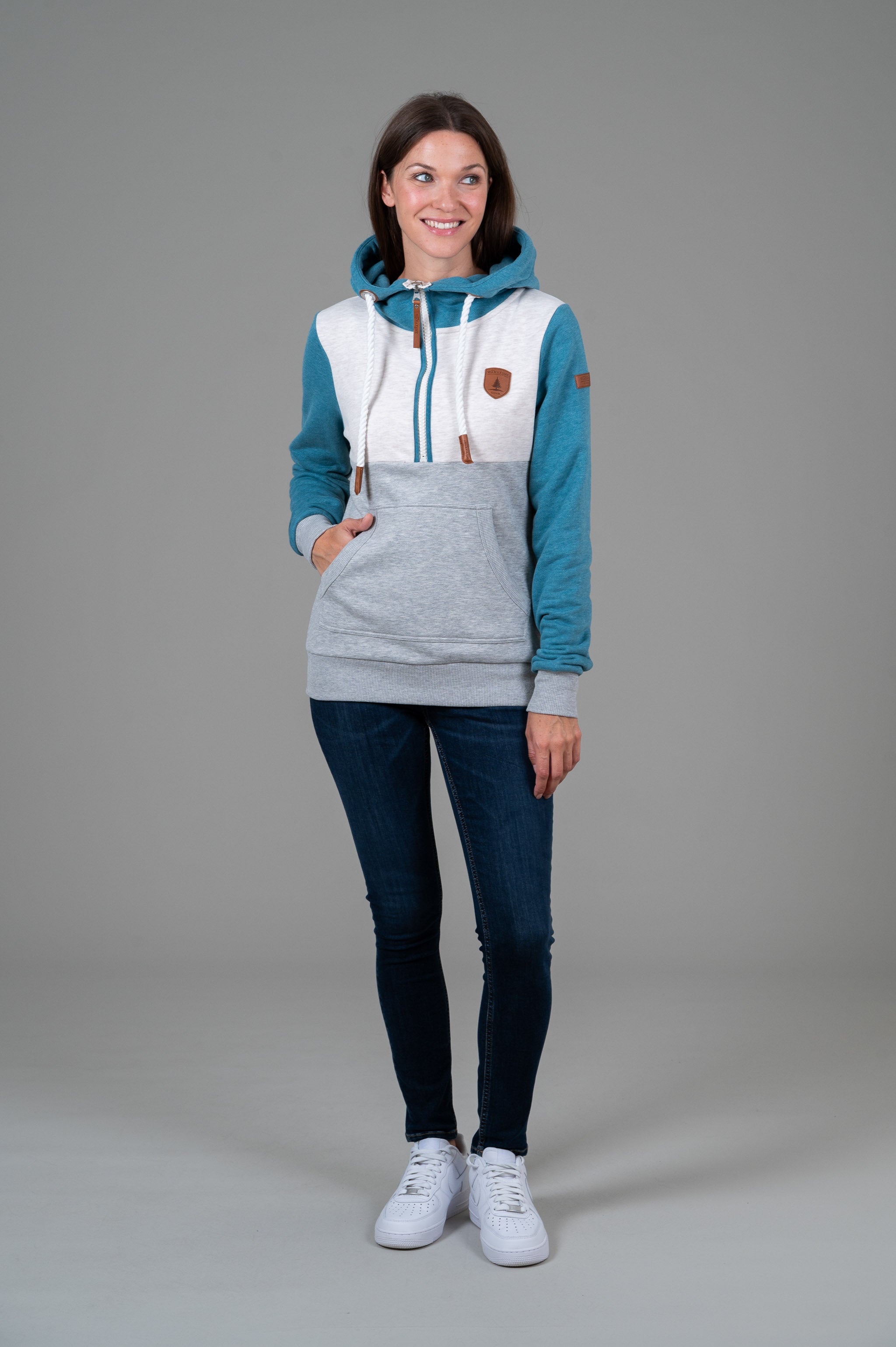 Kaya Half-Zip Hoodie Peacock Blue Secondary image