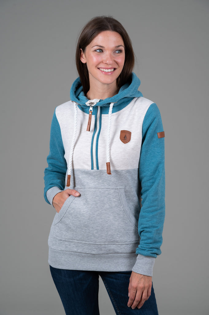 Kaya Half-Zip Hoodie Peacock Blue – Wanakome