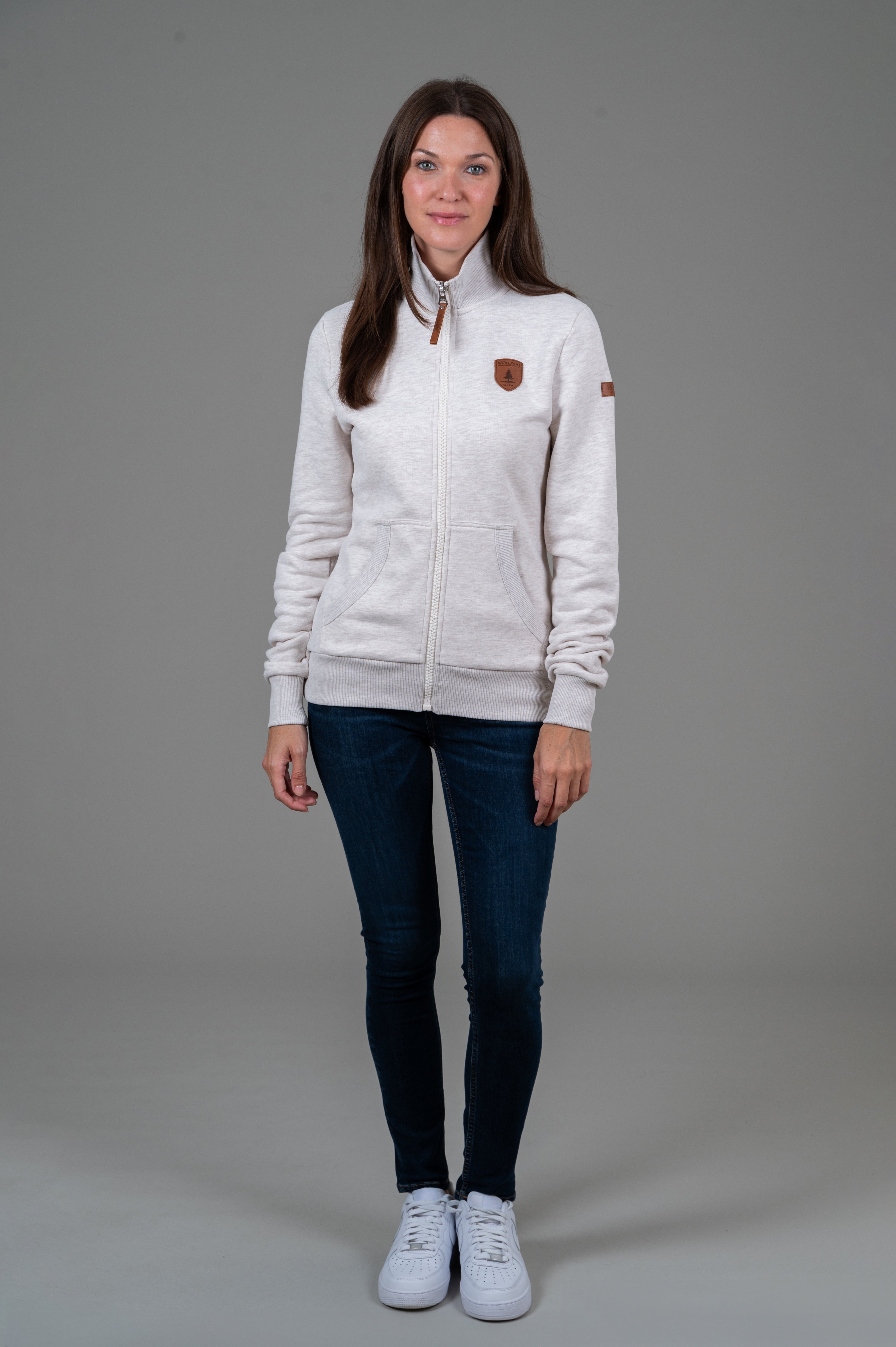 Marla Full-Zip Rib Neck Sweatshirt Heather Oatmeal Secondary image