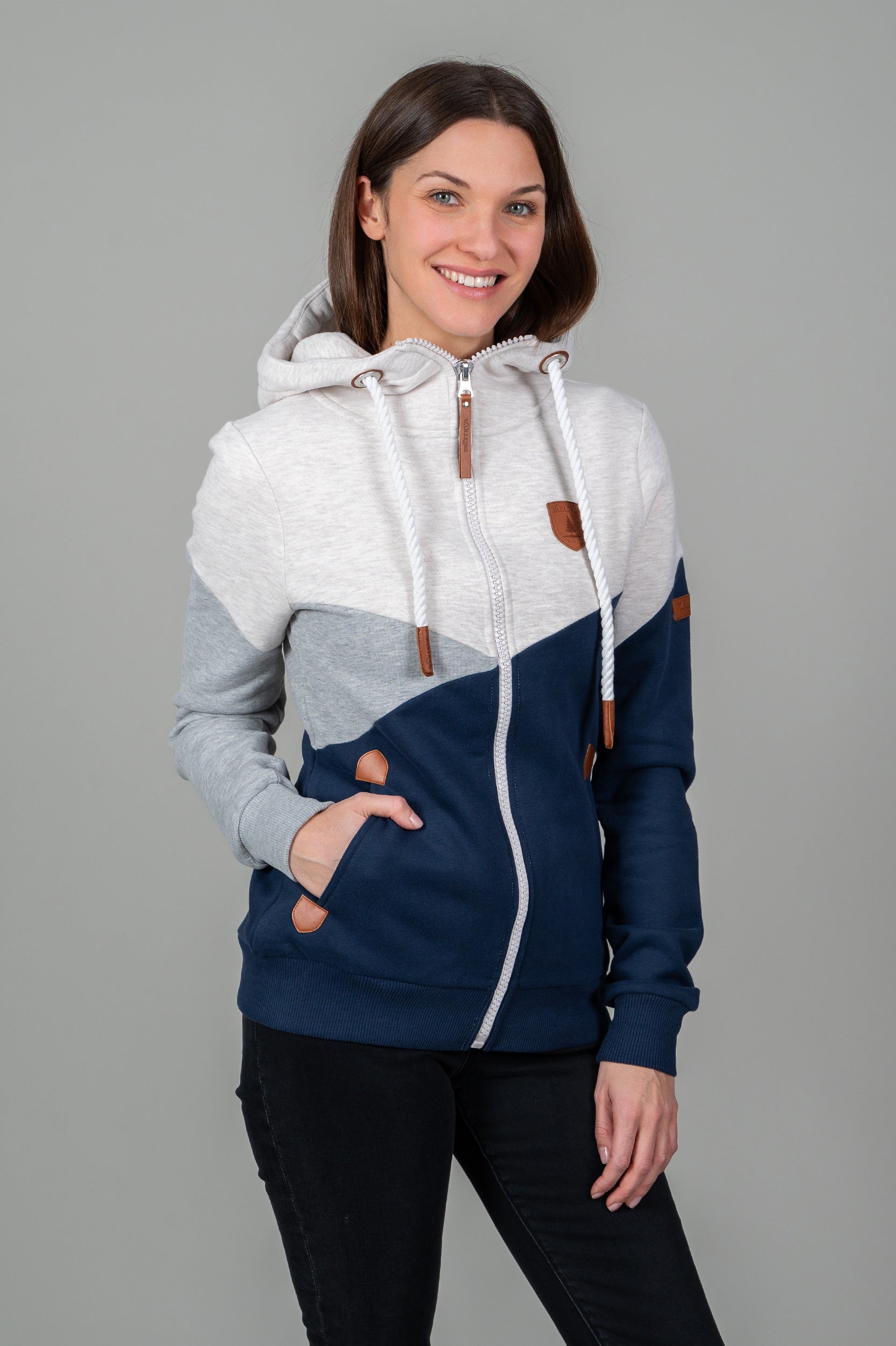 Roxette Oxford Blue Mix Full-Zip Hoodie