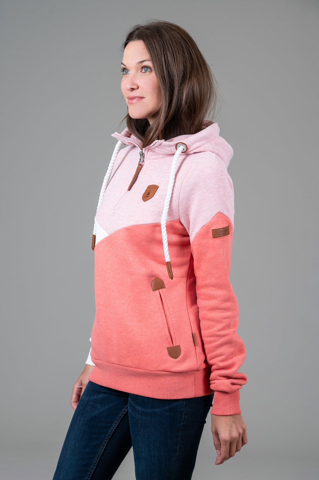 Roxy Coral Pink Half-Zip Hoodie
