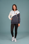 Wanakome Roxy Women's Color-Block Pullover Terry Hoodie in Navy Mix