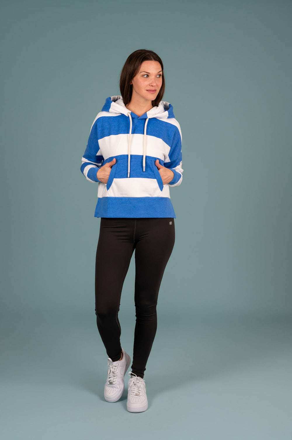 Wanakome Women's Hydron Cropped Hoodie Striped Regatta