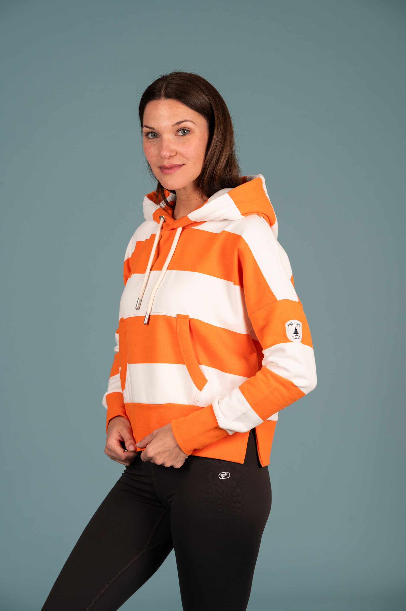 Wanakome Women's Hydron Cropped Hoodie Striped Tangerine Image principale