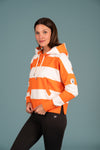 Wanakome Women's Hydron Cropped Hoodie Striped Tangerine