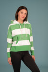 Wanakome Women's Hydron Cropped Hoodie Striped Wasabi