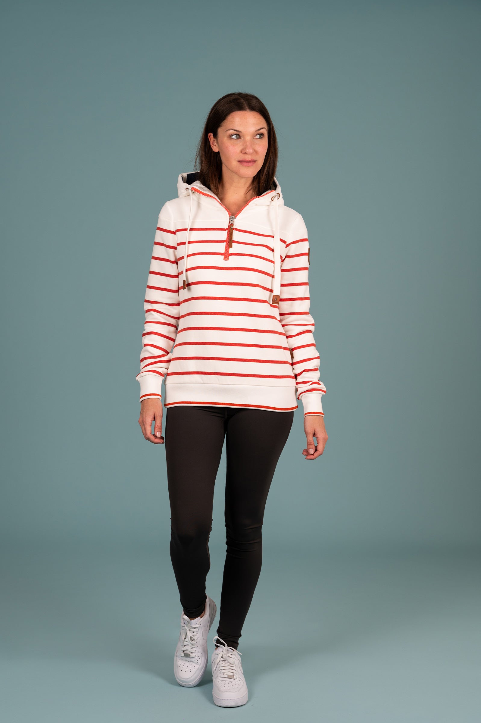 Edwina Sanguine Stripe Half-Zip Hoodie Ivory Secondary image
