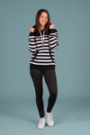 Wanakome Women's Grace Oatmeal Stripe Hoodie in Navy