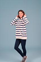 Wanakome women's hoodie Billie2 Ivory Stripe Hoodie