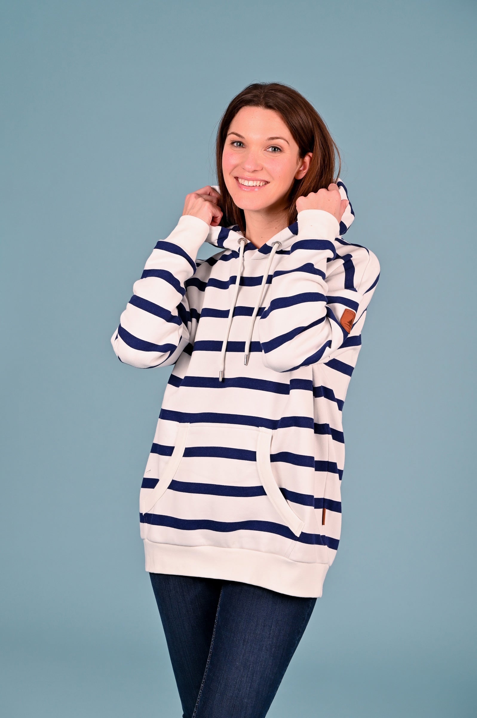 Wanakome women's hoodie Billie2 Ivory Stripe Hoodie Main image