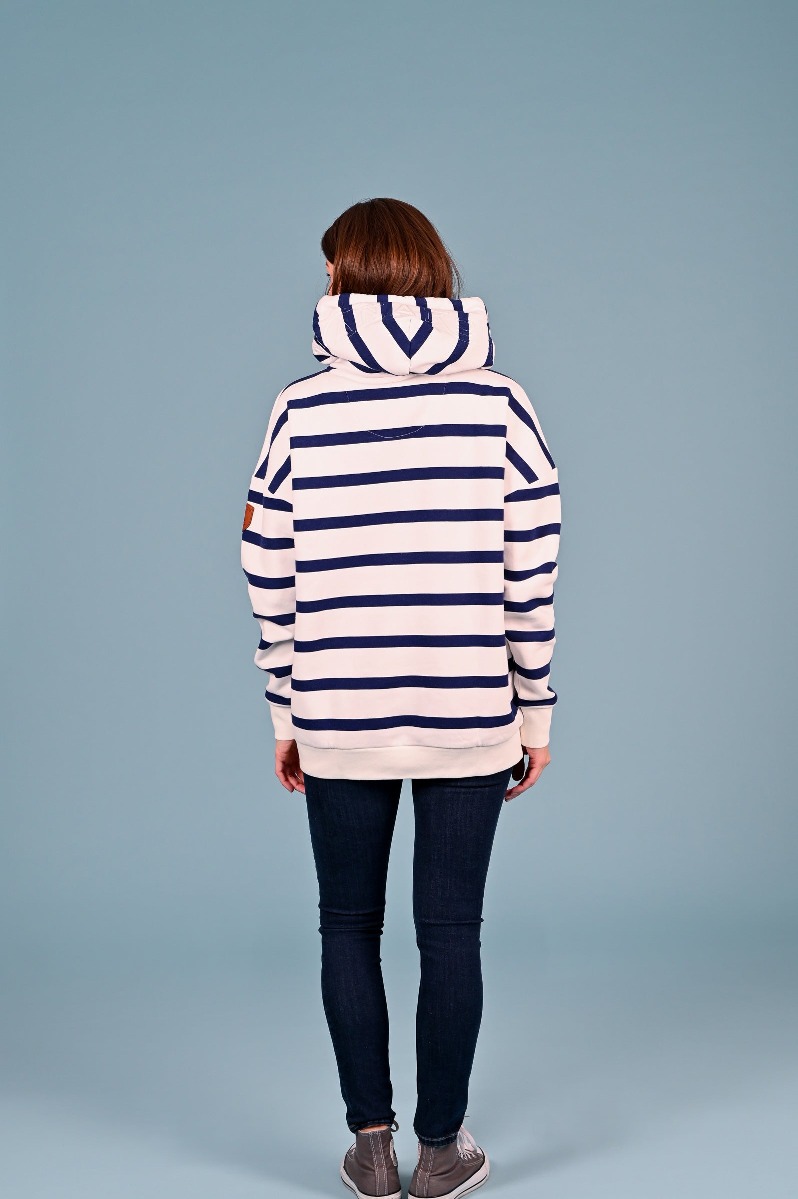 Wanakome women's hoodie Billie2 Ivory Stripe Hoodie