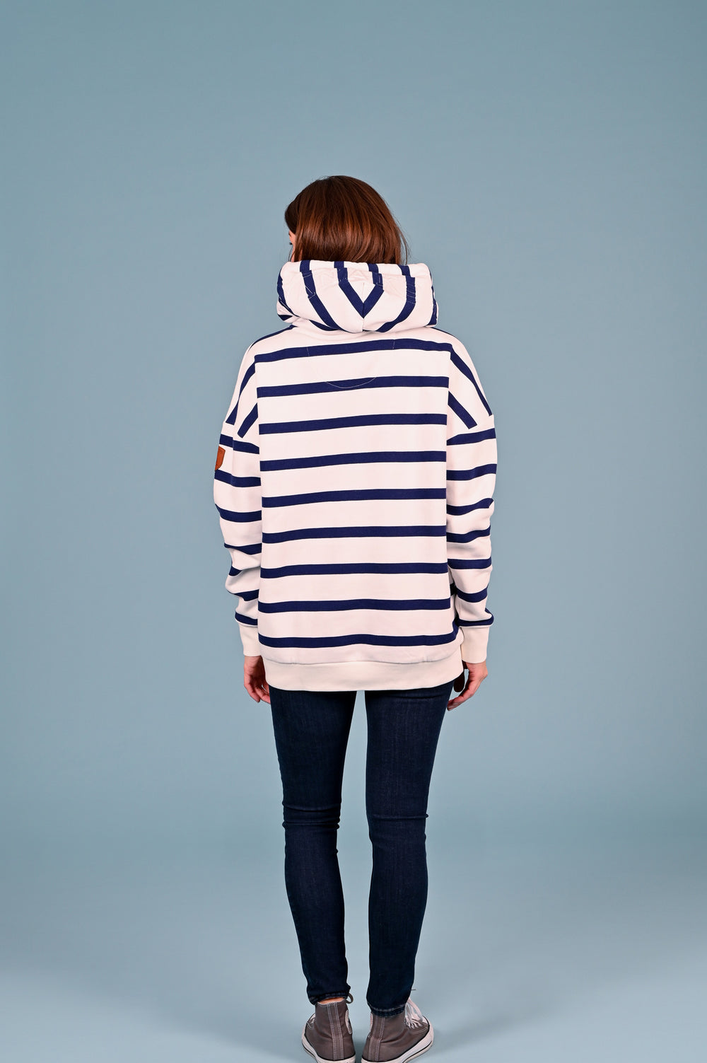 Wanakome women's hoodie Billie2 Ivory Stripe Hoodie