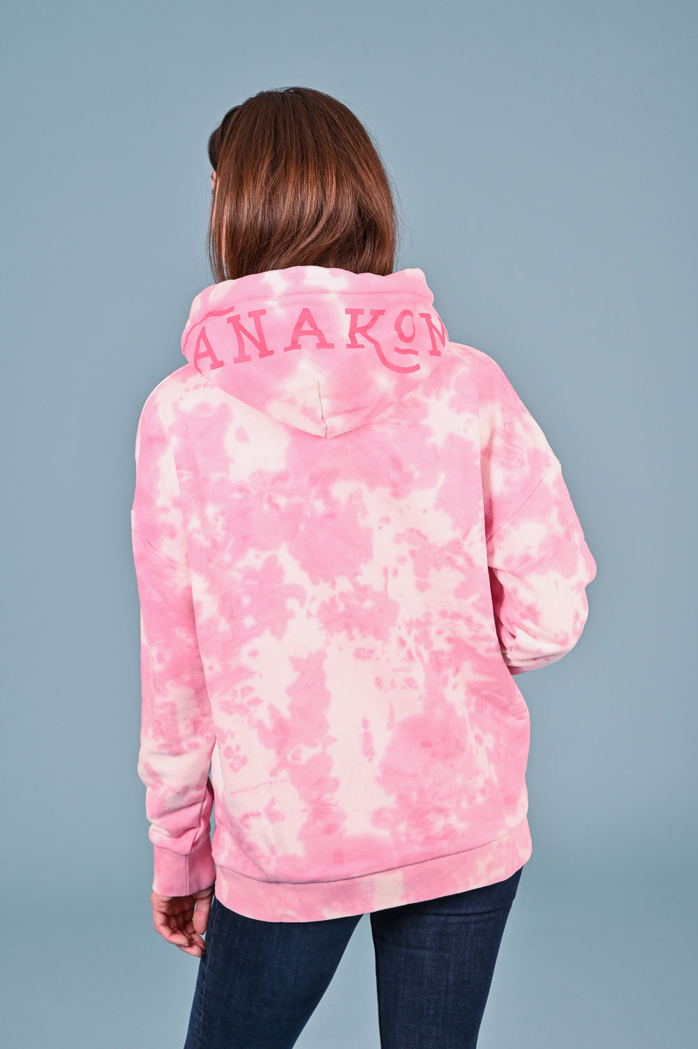 Wanakome women's Billie Tie Dye Oversized Pullover Terry Hoodie in Pink